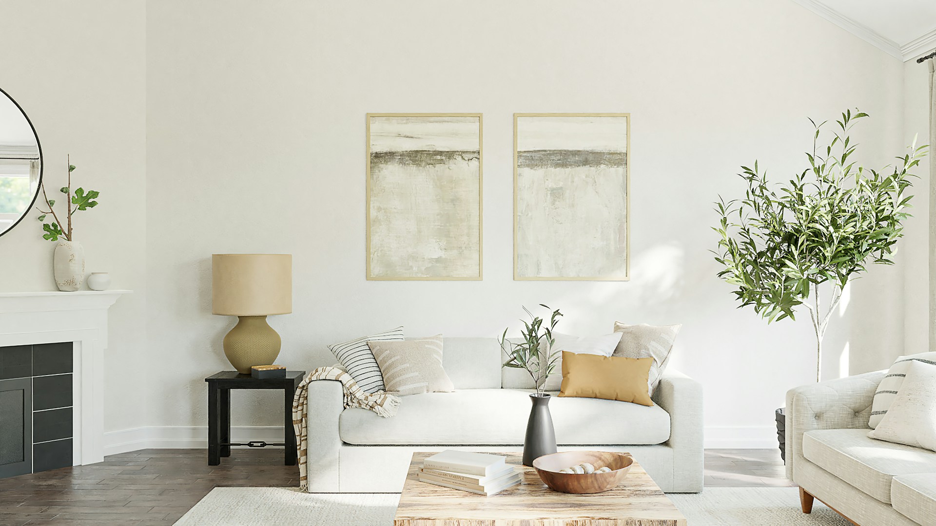 Bright, tidy modern living room with natural light, illustrating a show-ready home during a Clermont, FL listing